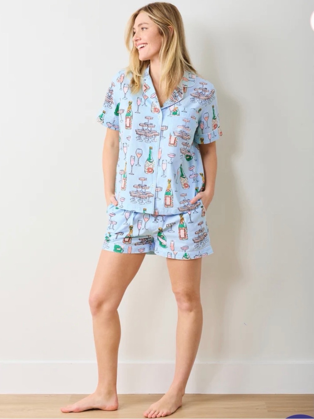 Printfresh - Short PJ Set in Champagne Tower - Sz M - Like New - Orig $148